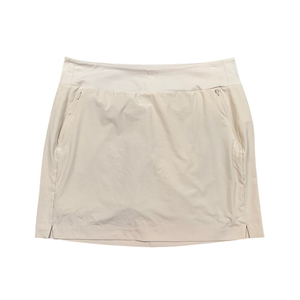 Athleta Skort Womens 16 Beige Soho Built In Mesh Shorts Performance Zip Pockets